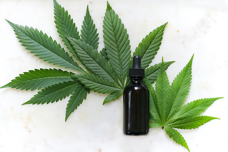 Marijuana Leaves and CBD Oil